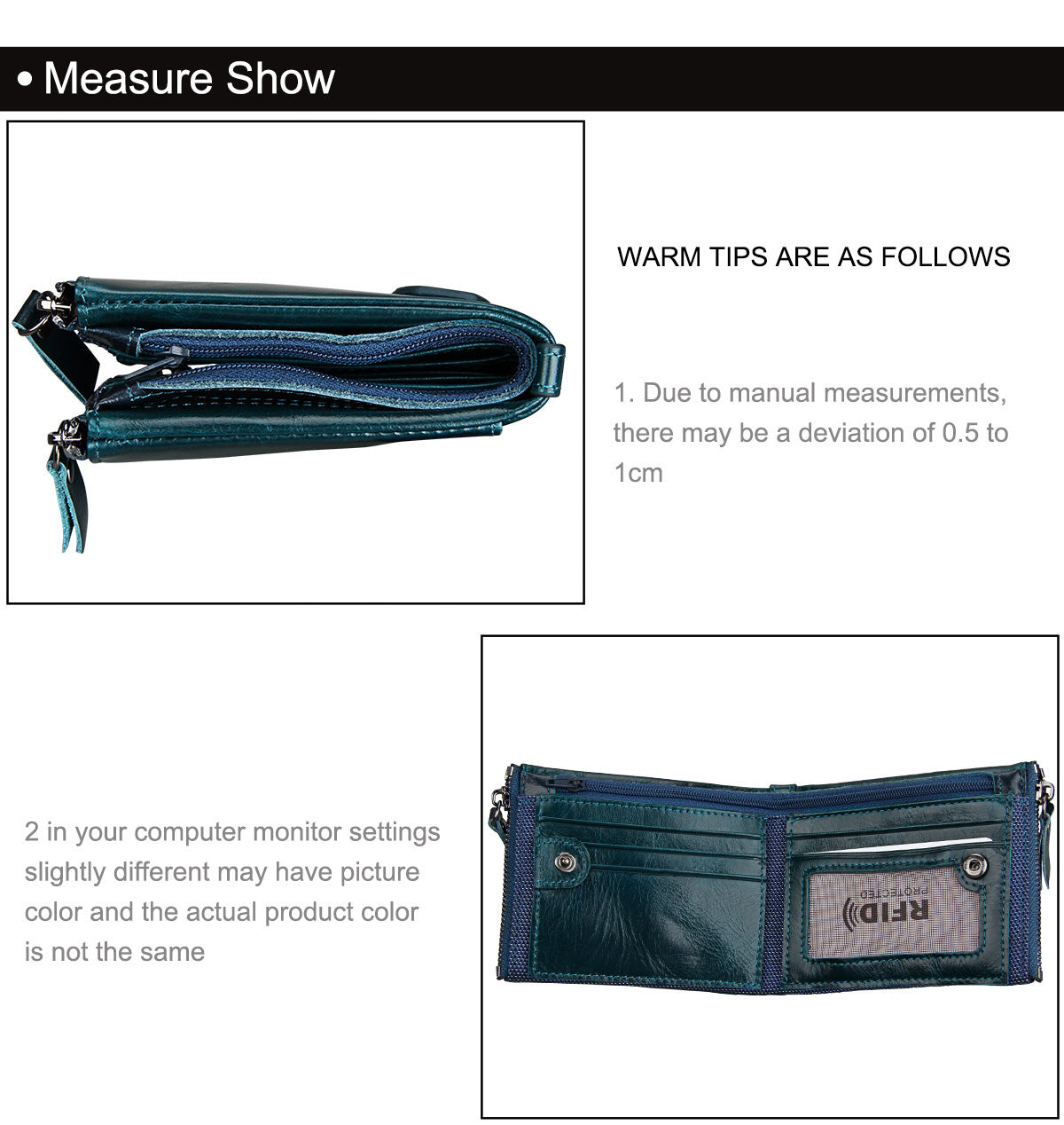 Crazy Horse Cowhide Men's Wallet RFID Anti-theft Brush Cowhide Short Men's Ticket Clip Wallet Double Zipper Coin Purse