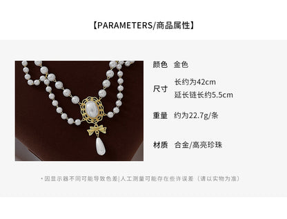 Vintage Baroque Pearl Tassel Necklace Female Bridal Banquet Elegant Fashion Collarbone Necklace Choker Accessories