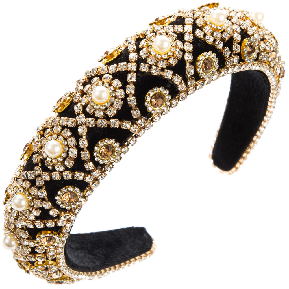 Heming Hair Hoop Fashion Flannel Baroque Heavy Industry Full Drill Hoop Retro Court Style Elegant Dinner Hair Accessories