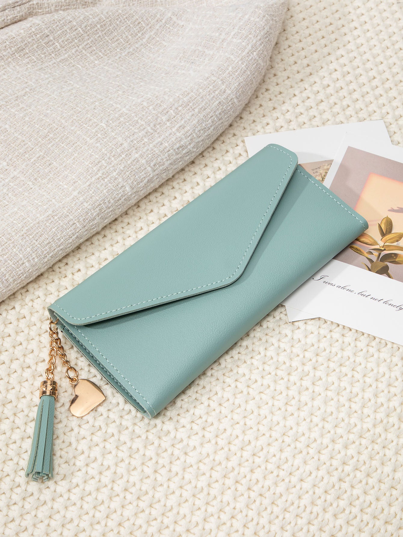 Korean Style Simple Three-fold Women's Long Wallet Fashionable Tassel Pendant Clutch Small Group Portable Multi-functional Coin Purse