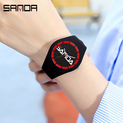 SANDA Outdoor Sports Watch Simple Waterproof Men's and Women's Fashion Quartz Watch Silicone Tape Casual Student Quartz Watch