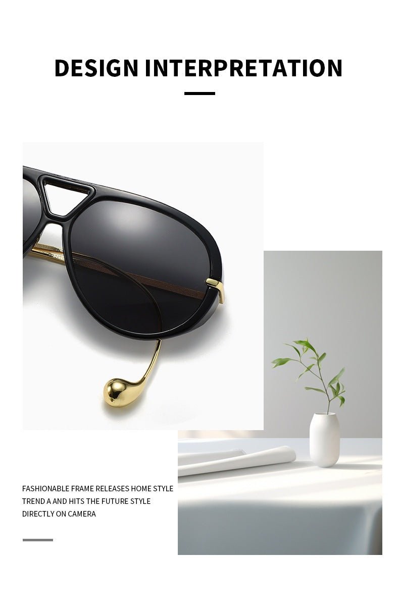 European and American Retro Large Frame Classic Double Beam Sunglasses New Personalized Outdoor Anti-ultraviolet Tide Men's and Women's Cross-border Sunglasses
