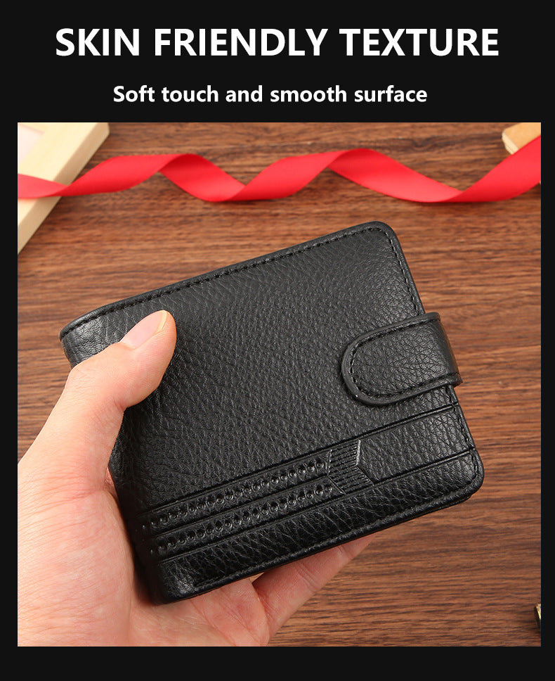 Cross-Border Dropshipping Manufacturer Wholesale Men's Wallet Pu Leather Short Zipper Buckle Wallet New Style Wallet Coin Purse
