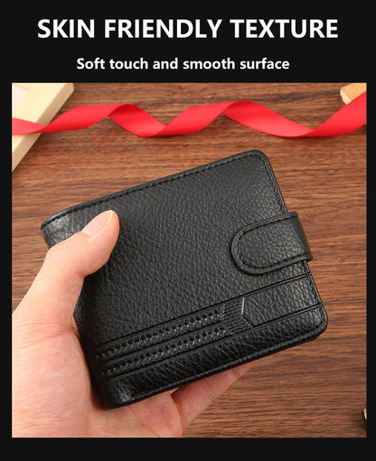 Cross-Border Dropshipping Manufacturer Wholesale Men's Wallet Pu Leather Short Zipper Buckle Wallet New Style Wallet Coin Purse