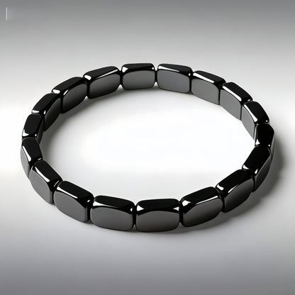 Cross-Border European and American Fashion Hot-Selling Hematite Black Gallstone Elastic Square Beaded Unisex Bracelet Jewelry Wholesale