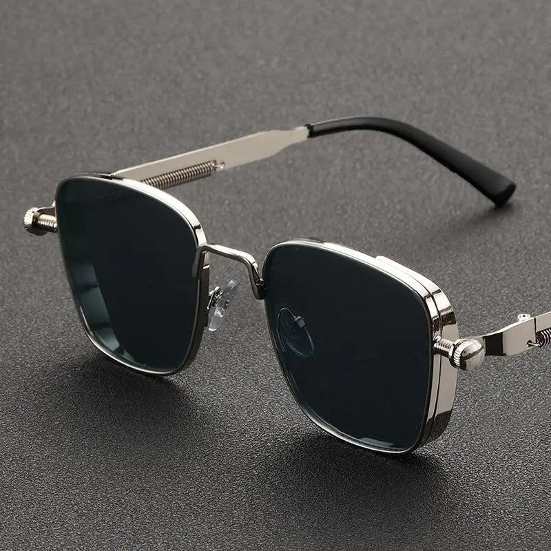 2025 New European and American Cross-Border Personalized Sunglasses Retro Square Frame Steam Metal Sunglasses Sun Protection High-End Sunglasses