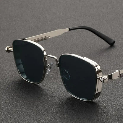 2025 New European and American Cross-Border Personalized Sunglasses Retro Square Frame Steam Metal Sunglasses Sun Protection High-End Sunglasses