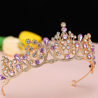 Super Fairy New Princess Sweet Bridal Crown Red Tiara Crystal Toast Clothing Hair Accessories 18Th Birthday Gift