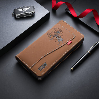 New crazy horse leather men's wallet European and American retro style PU zipper bag fashion short card bag change bag wholesale