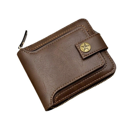 Foreign trade men's wallet short card bag one retro horizontal zipper men's wallet factory wholesale wallet