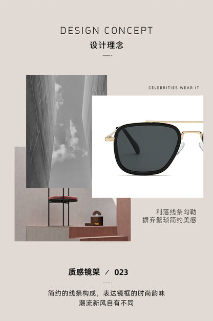 21 Amazon's New Popular European and American Punk Men's Sunglasses Pilot Square Frame Cross-Border Sunglasses Wholesale