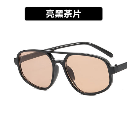 Trendy Oval Double-Bridge Sunglasses 2022 New Fashion Simple Retro Internet Celebrity Sunglasses for Women