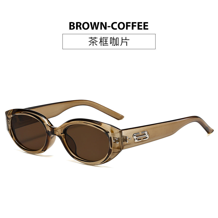 Retro Black Frame Rice Nail Irregular gm Cat's Eye Sunglasses Men's 2025 New Fashionable Street Photoshoot Sunglasses Women's High-end Sense