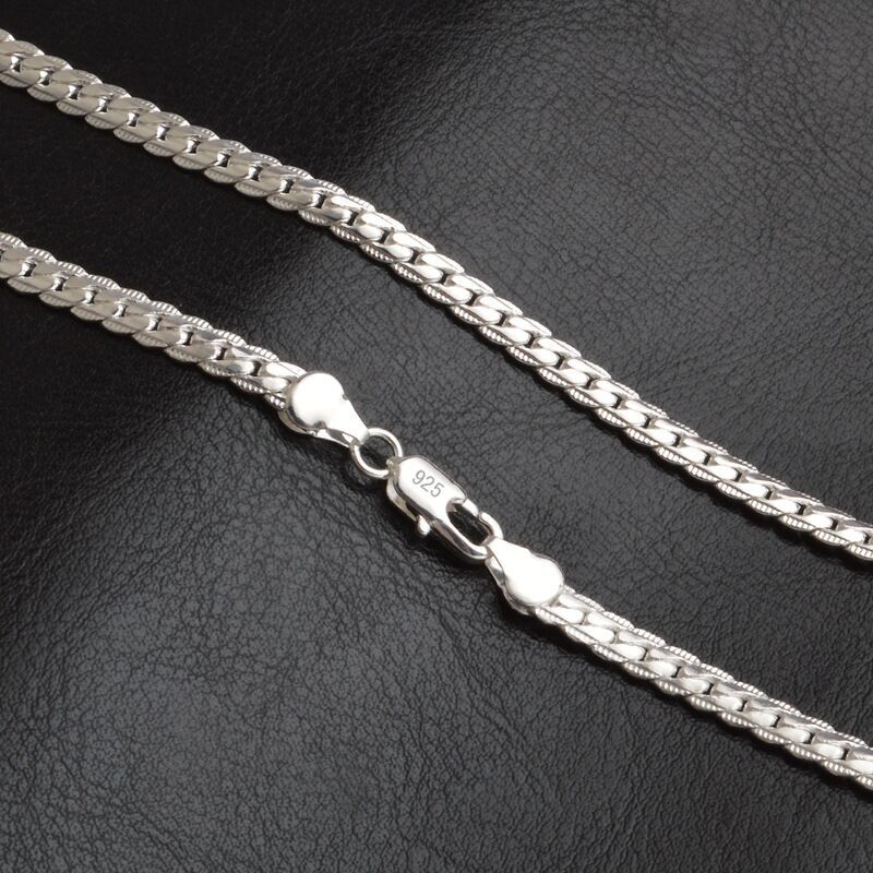 16-24 inch foreign trade best selling 5MM side necklace plated 925 silver men's and women's wear manufacturers in stock direct supply batch