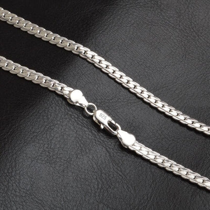 16-24 inch foreign trade best selling 5MM side necklace plated 925 silver men's and women's wear manufacturers in stock direct supply batch