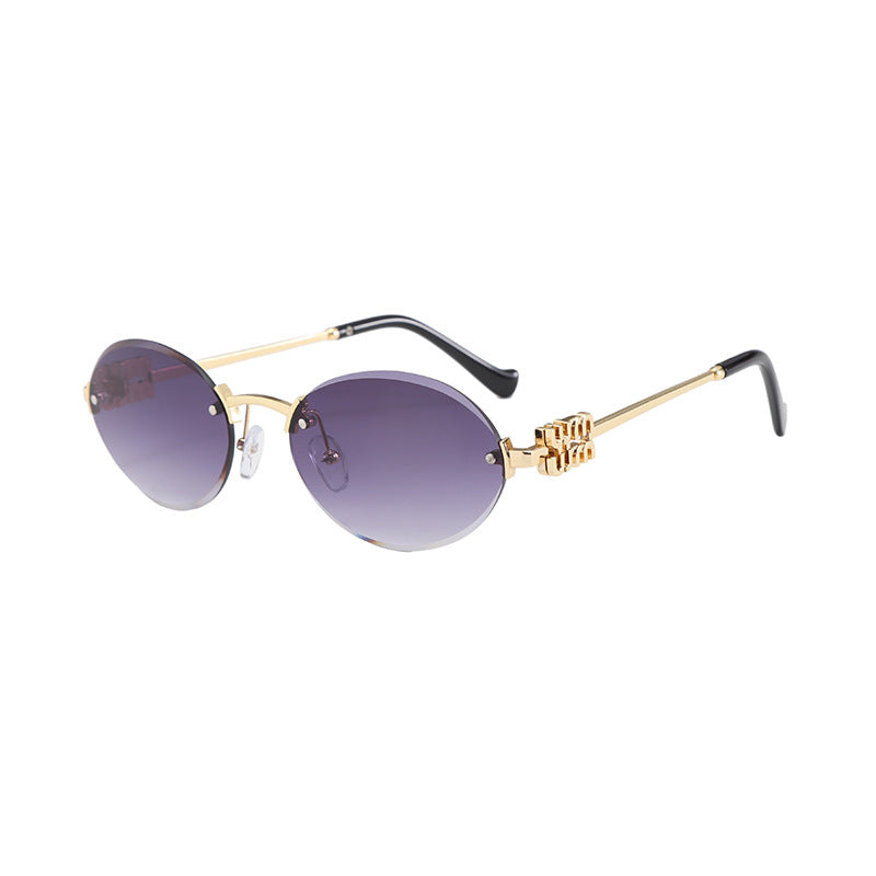 Frameless Letter Sunglasses with a High-End Feel, Personalized Metal Street Style Sunglasses, Retro Internet Celebrity Street Style, Trendy Sweet and Cool Hot Girl Sunglasses