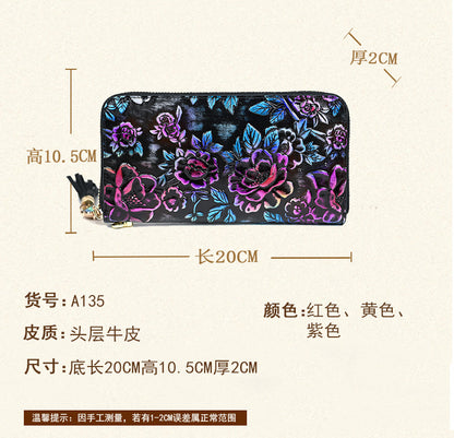HENGDEWEI Vintage Genuine Leather Women’s Long Wallet | মেয়েদের প্রিমিয়াম লেদার লং ওয়ালেট