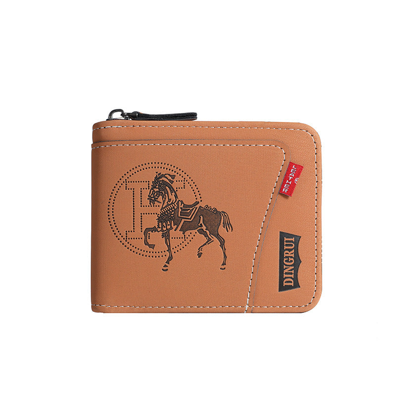 New men's chain wallet European and American retro style horizontal zipper bag fashion short card bag change bag wholesale