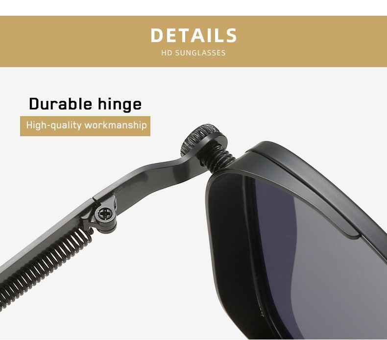 2025 New European and American Cross-Border Personalized Sunglasses Retro Square Frame Steam Metal Sunglasses Sun Protection High-End Sunglasses