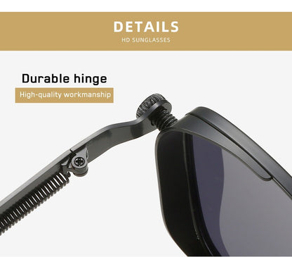 2025 New European and American Cross-Border Personalized Sunglasses Retro Square Frame Steam Metal Sunglasses Sun Protection High-End Sunglasses