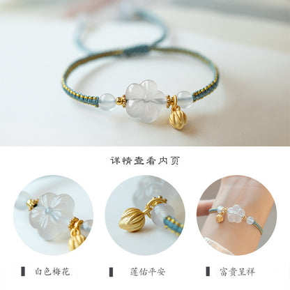 New Chinese Style Design Sense Plum Blossom Woven Bracelet for Women Chinese Style Adjustable Woven Hand Rope Gifts Hand Woven Rope