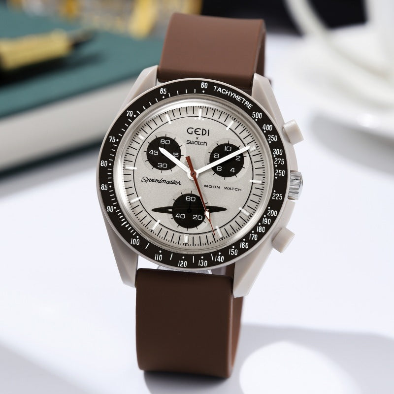 GEDI GEDI Fashion Candy Color Silicone Tape Middle School Students' High Color Value Large Dial Quartz Sports Watch 31020