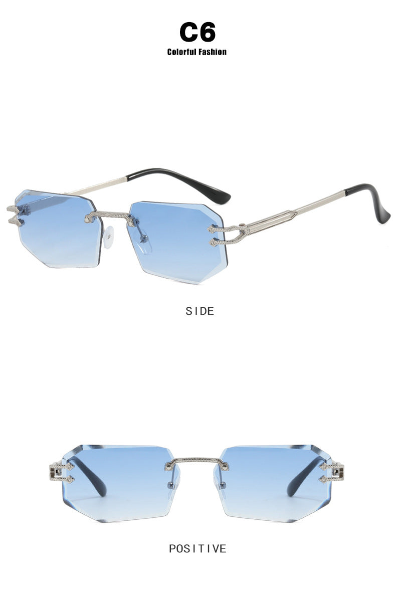 Irregular Frameless Edge-Cut Sunglasses 2024 New Style Personalized Fashion Sunglasses Street Style Trendy Sunglasses for Women