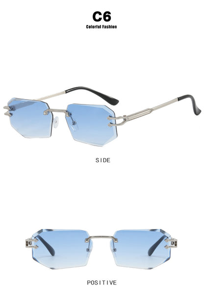 Irregular Frameless Edge-Cut Sunglasses 2024 New Style Personalized Fashion Sunglasses Street Style Trendy Sunglasses for Women