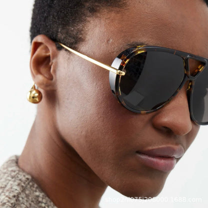 European and American Retro Large Frame Classic Double Beam Sunglasses New Personalized Outdoor Anti-ultraviolet Tide Men's and Women's Cross-border Sunglasses