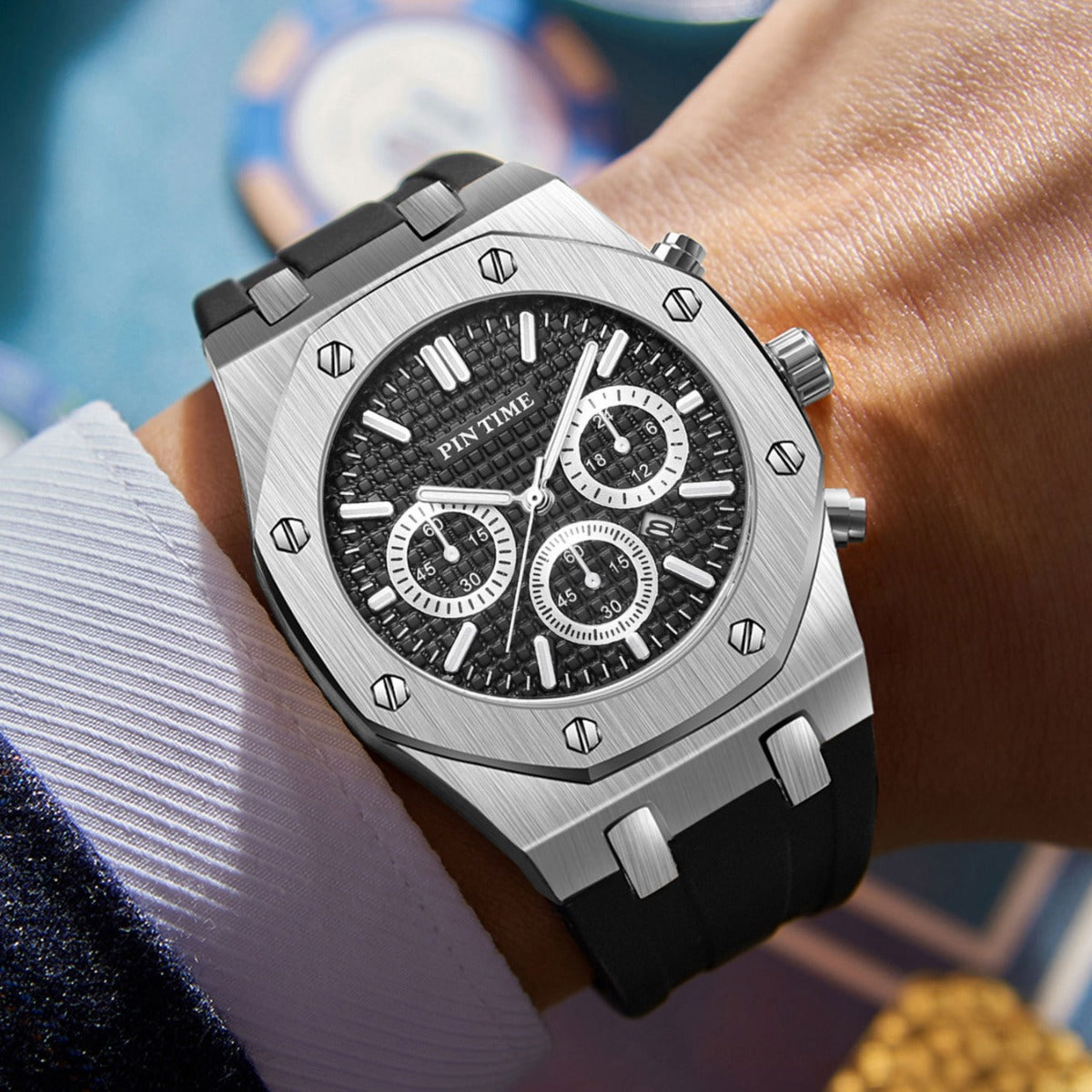 Foreign Trade Products: Men's Watch with Three Dials, Multi-Functional, Sports, Waterproof, Men's Fashion Casual Watch, Cross-Border Hot-Selling Item