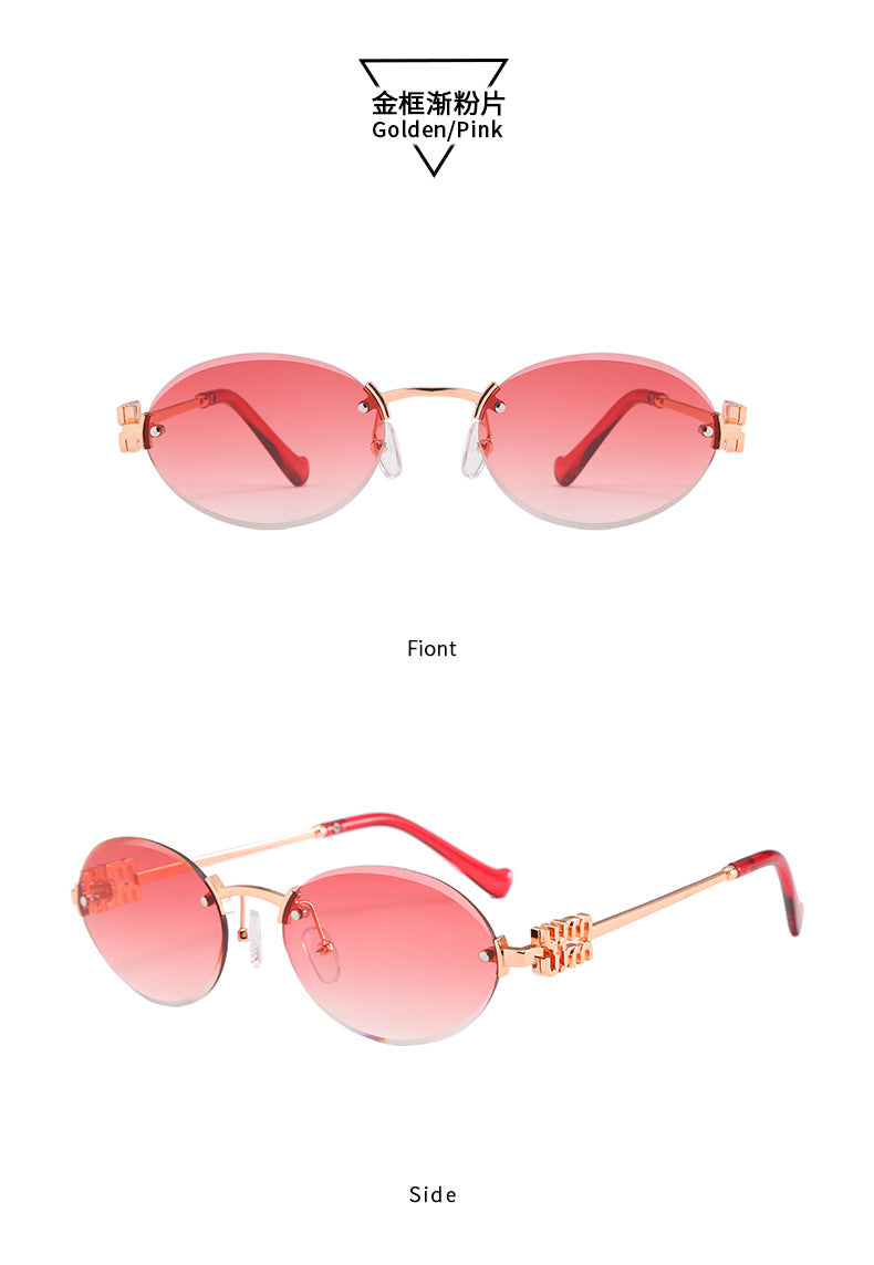 Frameless Letter Sunglasses with a High-End Feel, Personalized Metal Street Style Sunglasses, Retro Internet Celebrity Street Style, Trendy Sweet and Cool Hot Girl Sunglasses