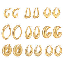 ins European and American Widened Arc Stainless Steel Earrings Advanced Sense Titanium Steel Earrings 18K Gold Light Luxury Women's Earrings
