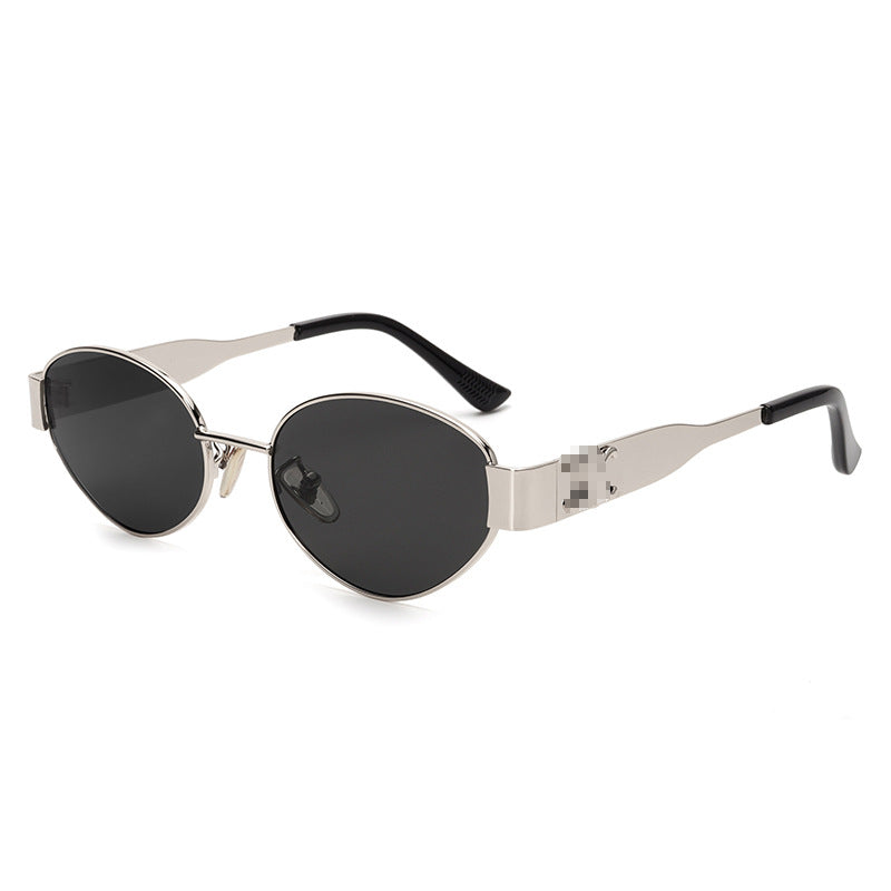 Y2K40235 Old Money Style Sunglasses Female Internet Celebrity Street Style Glasses Retro Oval High-End Cat-Eye Sunglasses