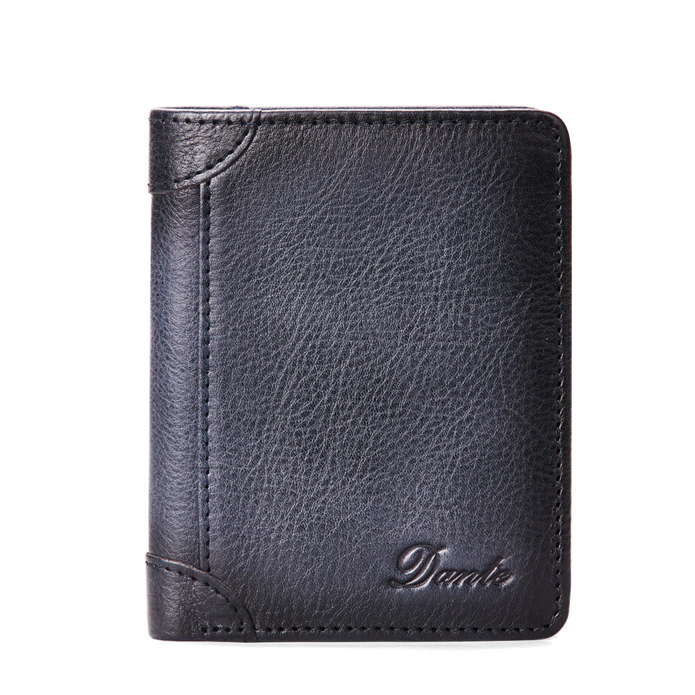 New Men's Wallet 20% Discount Vertical Top Layer Cowhide Anti-theft Credit Card Degaussing Leather Wallet Cross-border Explosive Wallet