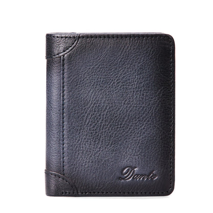 New Men's Wallet 20% Discount Vertical Top Layer Cowhide Anti-theft Credit Card Degaussing Leather Wallet Cross-border Explosive Wallet