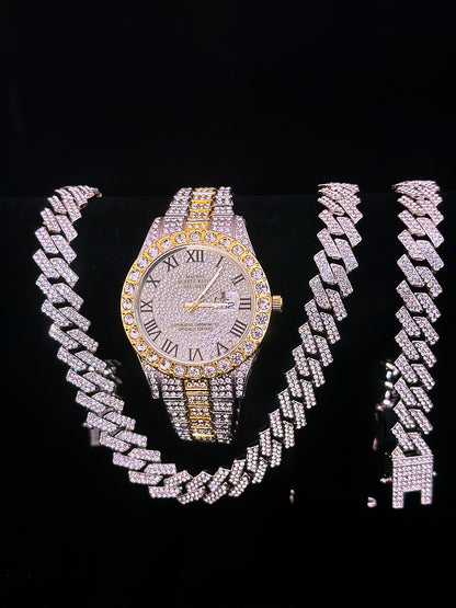 Tiktok Hot-Selling Fashion Casual Men's Watch Full Diamond Watch Men's Factory Price Direct Sale Complete Colors