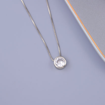 Fashion simple small circle single diamond personality necklace female temperament clavicle chain