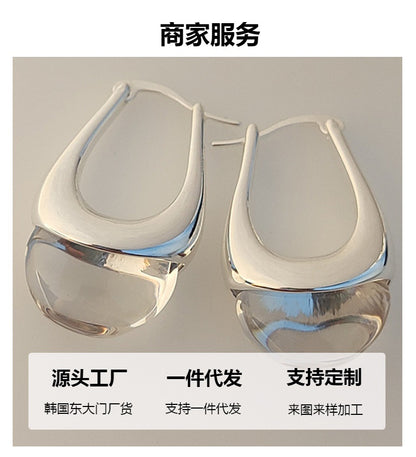 Simple New Trim Qiao Huan European and American Blogger Same Style Glaze Water Drops High-end Commuter Bag Earrings Earrings for Women