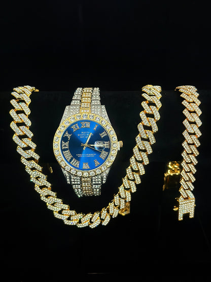 Tiktok Hot-Selling Fashion Casual Men's Watch Full Diamond Watch Men's Factory Price Direct Sale Complete Colors