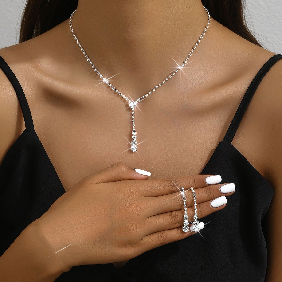 Factory Direct Approval Fashion Wedding Wedding Photography Accessories Earrings Necklace Bracelet Set Combination Multiple Choice