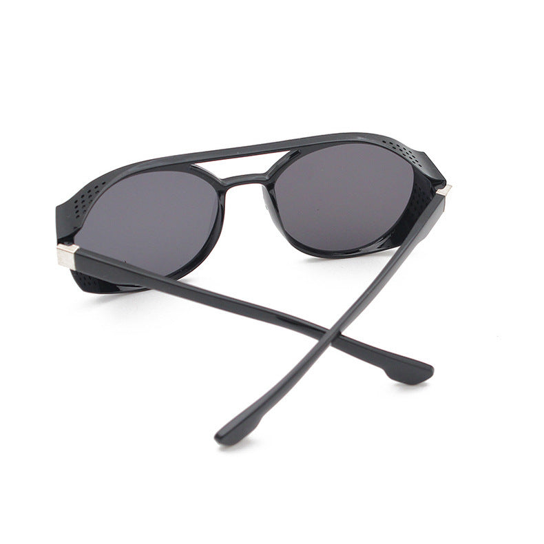 European and American Fashion Trend New Double-Beam Sunglasses Steampunk Sunglasses Round Retro Sunglasses 97040