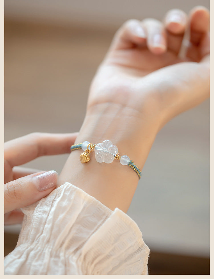 New Chinese Style Design Sense Plum Blossom Woven Bracelet for Women Chinese Style Adjustable Woven Hand Rope Gifts Hand Woven Rope