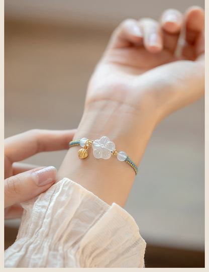 New Chinese Style Design Sense Plum Blossom Woven Bracelet for Women Chinese Style Adjustable Woven Hand Rope Gifts Hand Woven Rope
