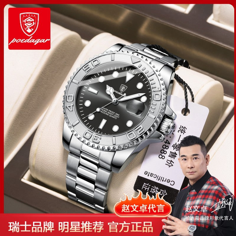 Swiss brand new waterproof luminous men's watch fashion quartz watch live foreign trade explosions a generation of hair