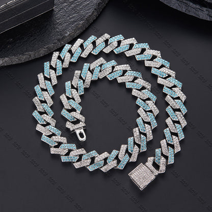 Xindi European and American Popular Men's Necklace 15mm Exaggerated Diamond Geometric Trendy Hip-Hop Jewelry Large Gold Chain Necklace