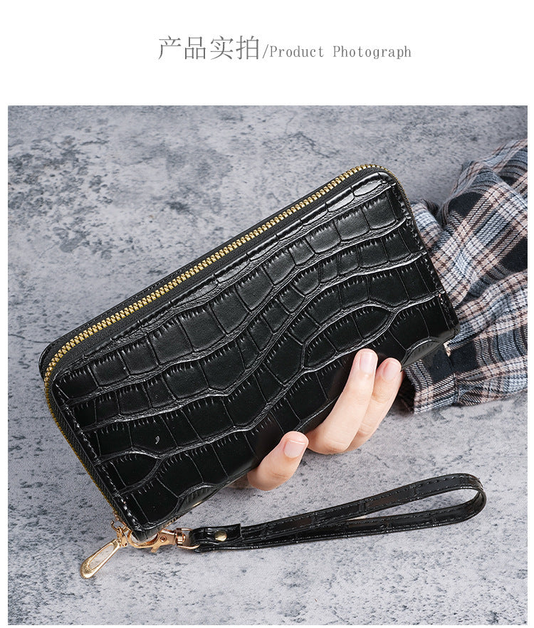 2025 New Women's Long Wallet, Feminine Crocodile Pattern Clutch Wallet, Fashionable Retro Women's Bag