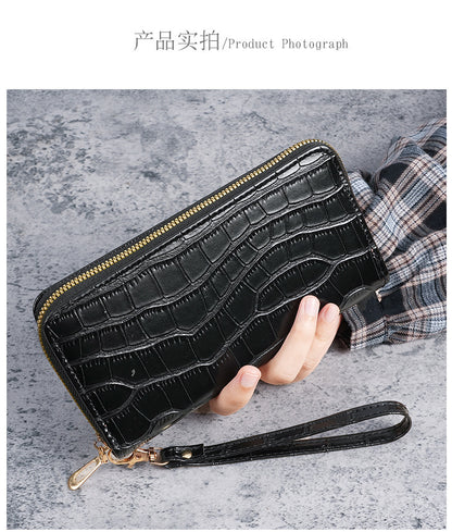 2025 New Women's Long Wallet, Feminine Crocodile Pattern Clutch Wallet, Fashionable Retro Women's Bag