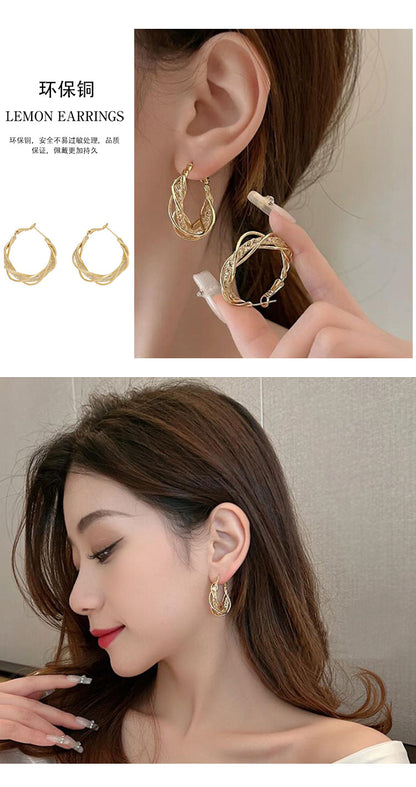 European and American New Full Diamond Circle Earrings Niche Light Luxury Design Sense Earrings Female Temperament Exaggerated Circle Fashion Earrings