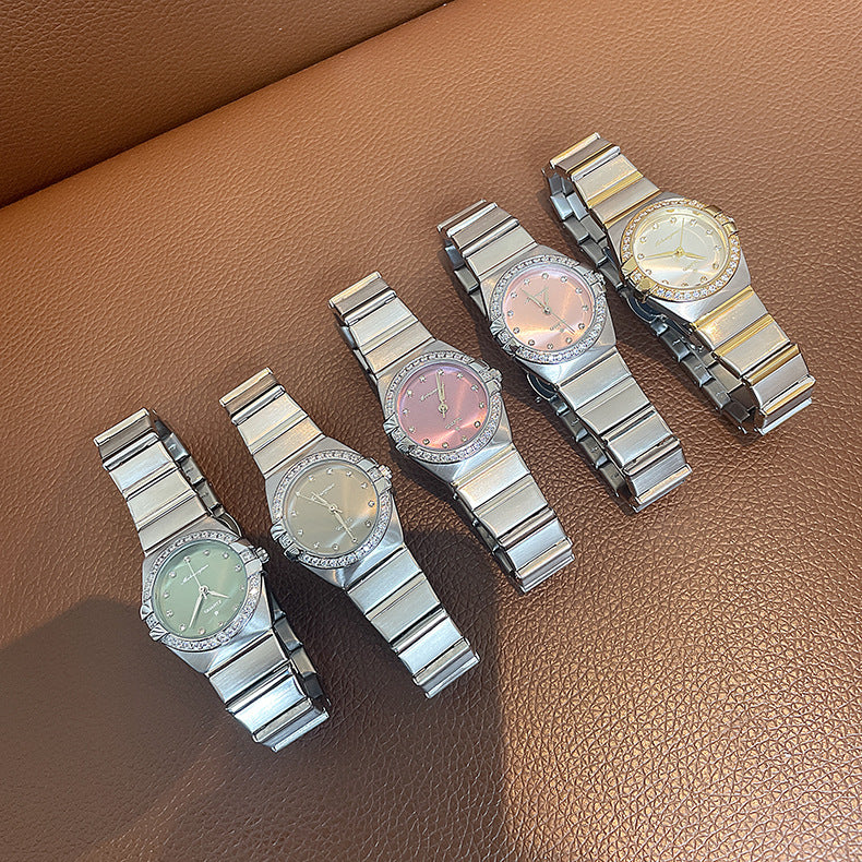 Source Factory Constellation Steel Band Women's Quartz Watch High-End Waterproof Fashion Cross-Border Diamond Bezel Girls' Watch
