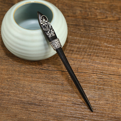 Vintage Ebony updo chopsticks simple antique silver ancient style hair accessories new Chinese ancient costume cheongsam hairpin